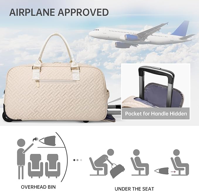 Duffle Bag for Travel, Weekender Bag with Shoe Compartment, Carry On Overnight Bag for Women with Toiletry Bag, Gym Bag with Wet Pocket, Hospital Bags for Labor and Delivery Beige