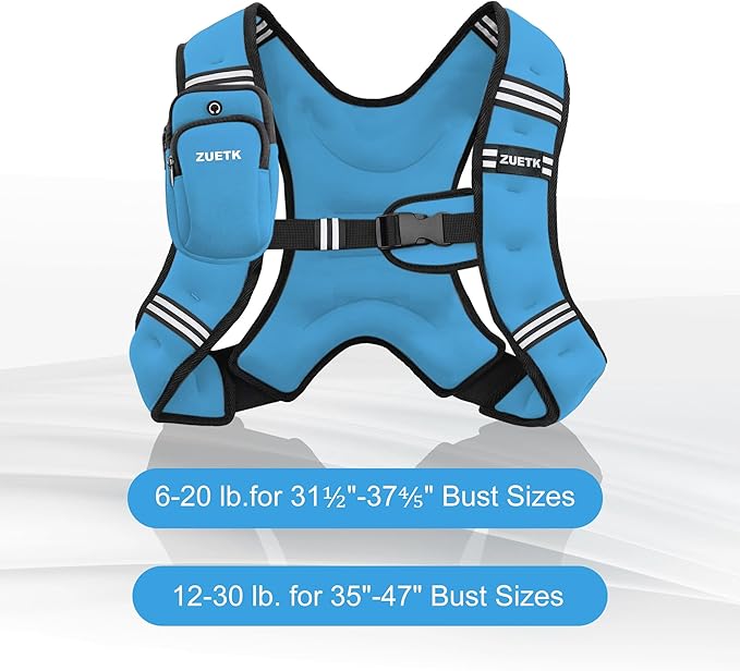 Weighted Vest, 6lb/8lb/12lb/16lb/20lb/25lb/30lb Weight Vest with Reflective Stripe, Weighted Vest for Men Women Workout Equipment for Strength Training, Running, Jogging, Fitness, Weight Loss