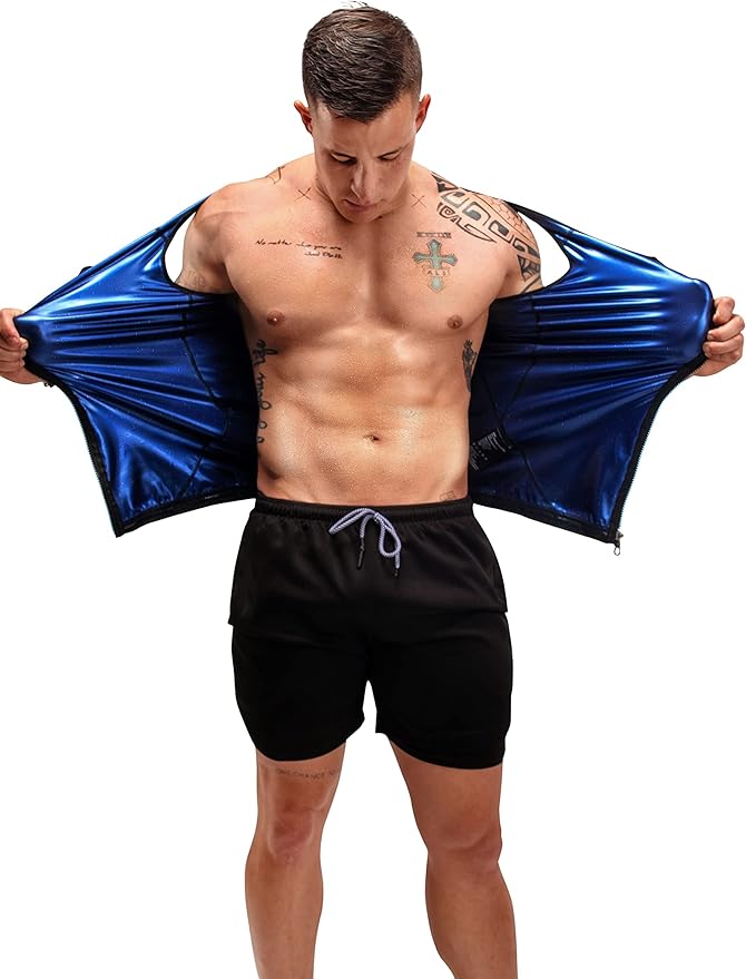 FUXERT Men's Sauna Vest Workout Sweat Tank Top Waist Trainer for Men Compression Sweat Enhancing Vest