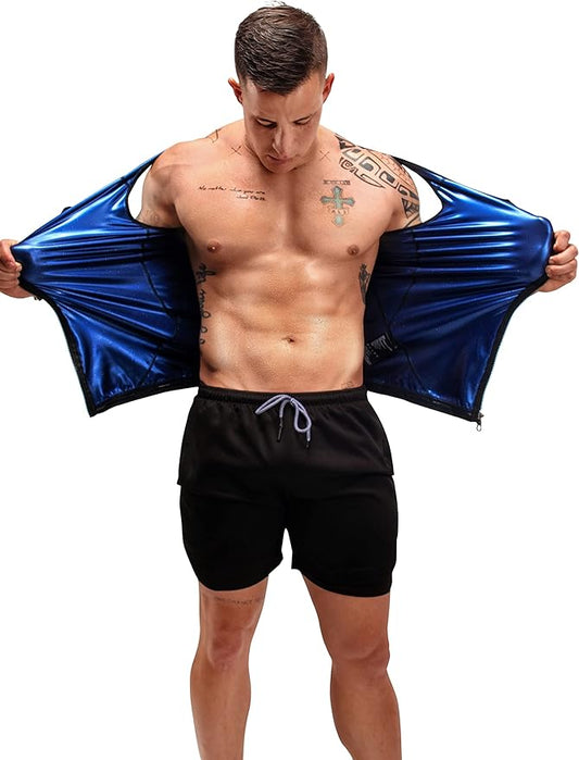 FUXERT Men's Sauna Vest Workout Sweat Tank Top Waist Trainer for Men Compression Sweat Enhancing Vest