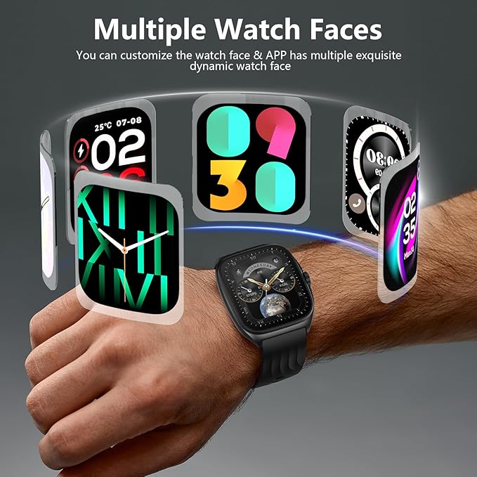 SOUYIE Smart Watch with SOS, 1.85" AMOLED Display Fitness Tracker, Heart Rate Blood Oxygen Sleep Monitor for Men Women, IP68 Waterproof Sport Watch, Answer/Make Calls, Compatible with Android iPhone