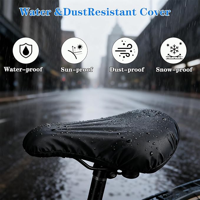 Bike Seat Cover Bicycle Saddle Cushion,Gel Padded Bike Seat Cover for Men Women,Bike Seat Cushion Fit for Stationary,Exercise,Road,Mountain Bike