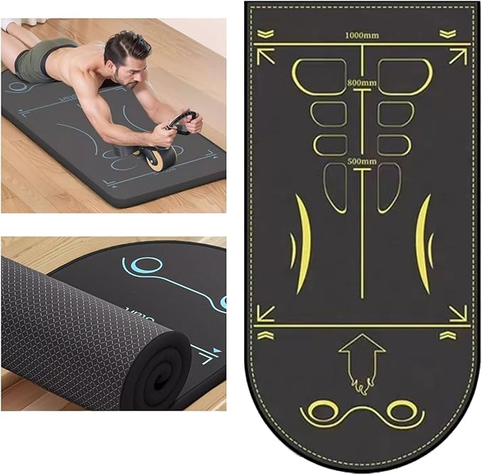 Exercise Equipment Mat for Ab Roller Wheel, Non-Slip Exercise Mat Extra Long Sound Insulation Knee Mat The Joints Protect For Abdominal Yoga Floor Workouts