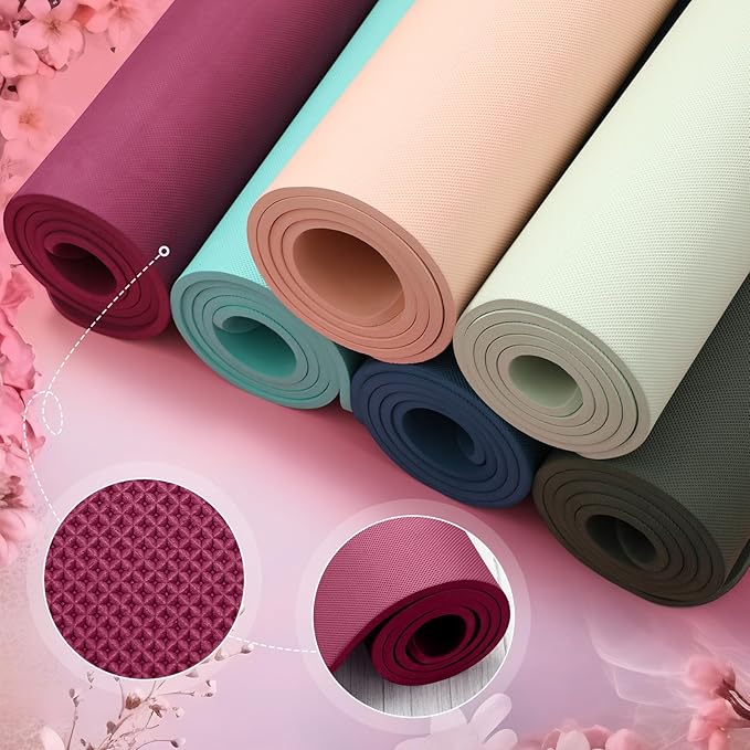 Timgle 6 Pcs 10mm Thick Yoga Mat Bulk, 68 x 24 Inches, Anti-Slip Tear-Resistant Exercise Mat for Adult Fitness, Stretching, Workout and Studio