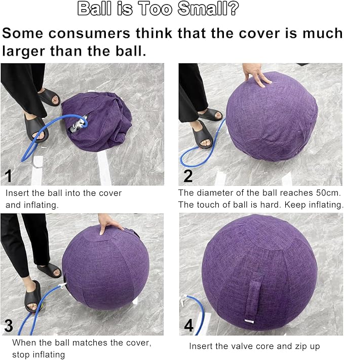 Exercise Ball Chair with Fabric Cover, Standard Size (25inches/65cm), for Home Offices, Balance Training, Yoga Ball