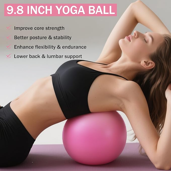 Home Pilates Essentials Kit for Women Pink Ring and Ball Pilates Set Equipment, Magic Circle with 5 Resistance Bands Premium Accessories Kits for Starter Toning Workouts at Home