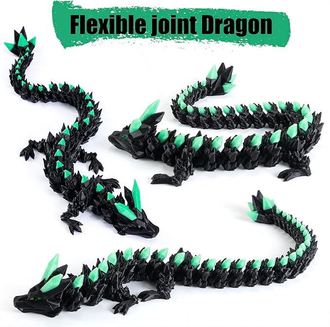 11.81" 3D Printed Mystery Dragon Egg - Glow-in-The-Dark Articulated Dragon, 3D Dragon Fidget Sensory Toy, Kids Dragon Toy for 4+, Birthday Gift & Home Decor for Boys & Girls