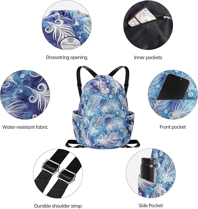 HUA ANGEL Drawstring Backpack Bag, Sport Gym Sackpack Lightweight Small Gym Bag for Men Women Pull String Sport Beach Bag