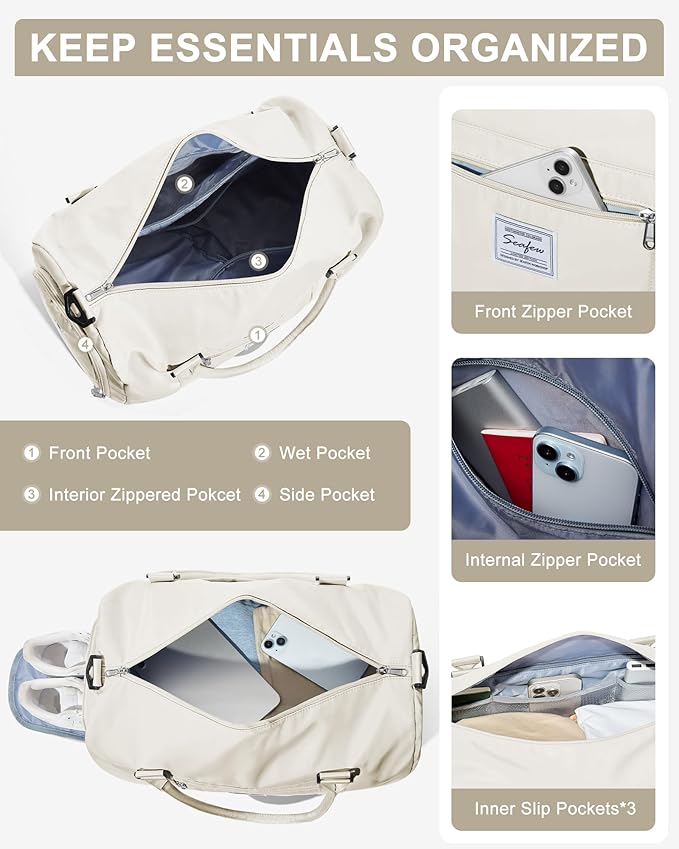 Gym Bag Womens,Travel Duffel Carry on Bag Sport Tote Bag Weekend Overnight Bag