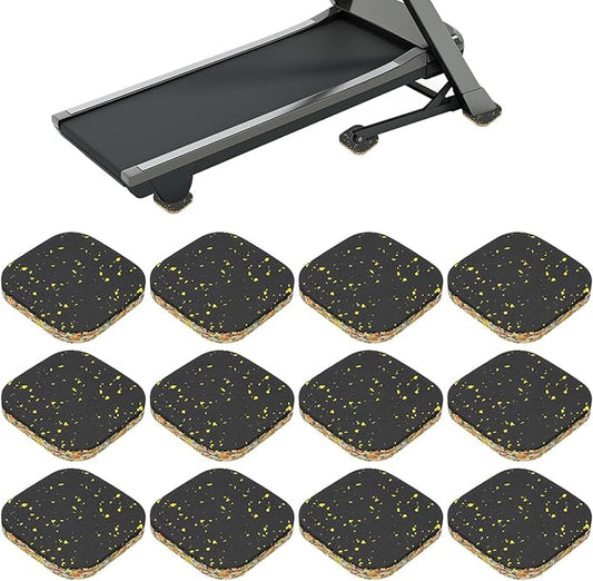 PATIKIL 12 Pcs Treadmill Mat Pads, 4x4x0.6 High Density Foam Anti Vibration Pad Sound Proof Floor Mat Exercise Equipment Mat for Carpet Protect Noise Reduction Home Gym, Yellow