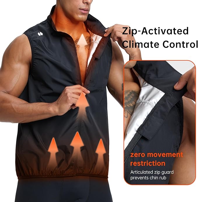 HOTSUIT Sauna Suit for Men Sweat Jackets Sauna Vest with Pocket Exercise Heat Trapping for Gym Exercise