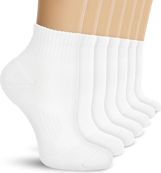 DHSO 7 Pairs Cushioned Ankle Compression Socks for Women Plantar Fasciitis Running Wicking Socks with Arch Support