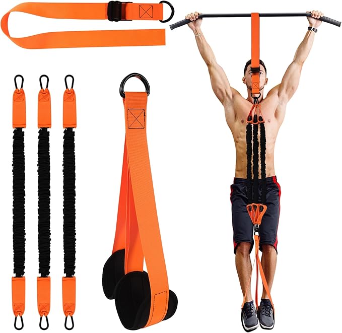 Pull Up Assistance Bands, 225 LBS Heavy Duty Resistance Bands with Feet Rest, Height Adjustable Exercises Assist Band for Strength Training Workout Equipment Home Gym Pull Up Bar Accessories