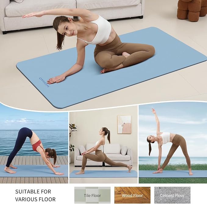 Extra Thick 8mm Yoga Mat, 72"x28" Non Slip Exercise Mat, Reversible 2-Sided Dual Color Premium POE Material, with Carrying Strap for Yoga, Pilates, Home Gym