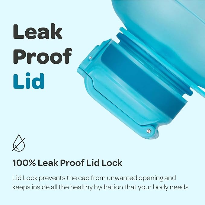 Hydracy Water Bottle with Time Marker -Large BPA Free Water Bottle & No Sweat Sleeve -Leak Proof Gym Bottle with Fruit Infuser Strainer & Times to Drink -Ideal for Fitness Sports & Outdoors