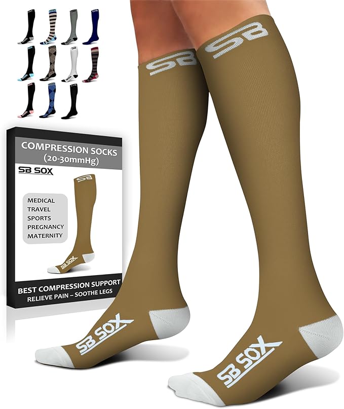SB SOX Compression Socks for Men & Women (20-30 mmHg) - Best Support Stockings for Travel, Medical, and Sports - Perfect for Everyday Wear