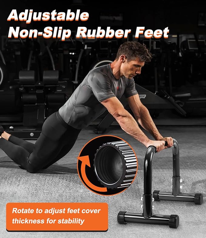 Push Up Bar, 12 Inch High Non-Slip Parallettes Bars & Dip Bars With Foam Handles, Heavy-Duty No Wobbling Calisthenics Equipment For Handstand, L-Sit, Gymnastics, Strength Training Home Gym Use