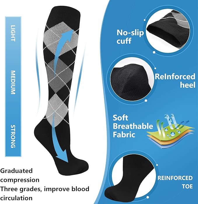 bropite Compression Socks for Women & Men Circulation-Support Knee High Socks 20-30 mmhg-Best for Running,Medical,Nurse,Travel