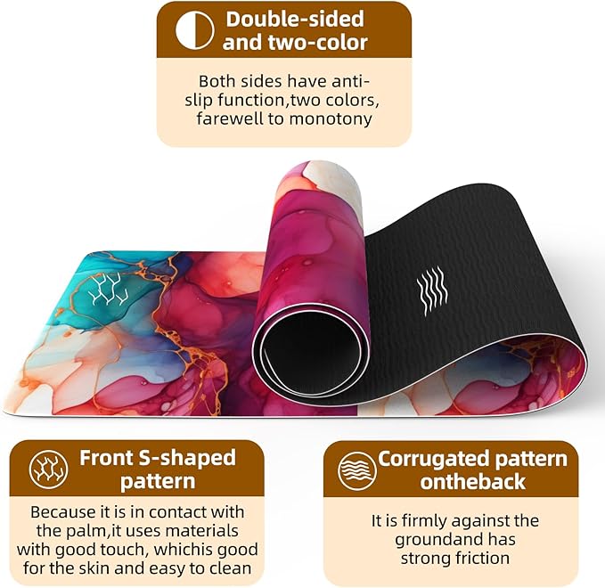 FOLAI Extra Thick Yoga Mat 6mm - Non-Slip Exercise Mat for HIIT, Pilates & Home Workouts & Workout with Free Carry Strap