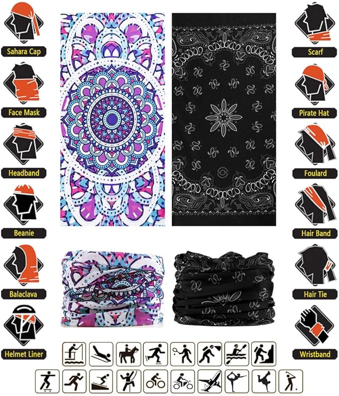 Headband Neck Gaiter Head Wrap Headwear Face Mask Magic Scarf Bandana for Men and Women