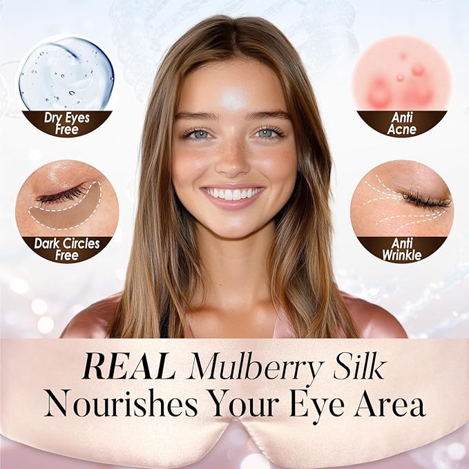 LULUSILK Reversible Mulberry Silk Sleep Mask for Women and Men, Adjustable Real Silk Eye Mask for Sleeping, Lotus Pink and Black, Pack of 1