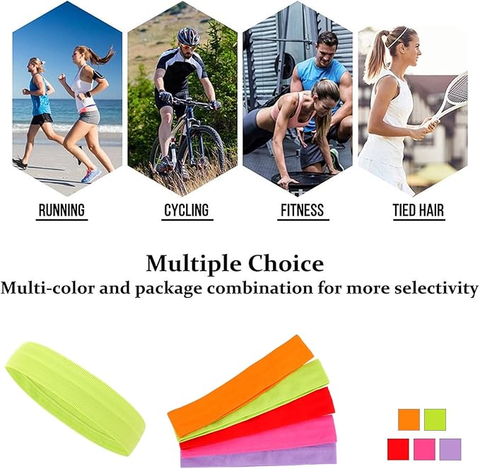 Workout Headbands Non Slip Headband Sport Headbands Sweatbands Elastic Sport Hair Bands for Sports Travel Indoor Fitness Gym