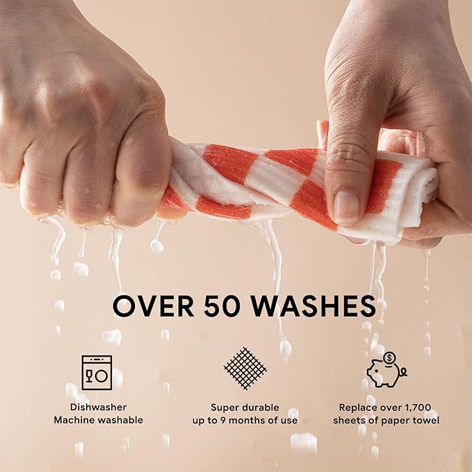 RECYCO Swedish Dishcloths for Kitchen | 6 Pack Modern Geo Washable Dish Rags | Cellulose Reusable Cleaning Paper Towels | Absorbent Counter Dish Cloth Sponge Kitchen Wipes, 8" L x 7" W