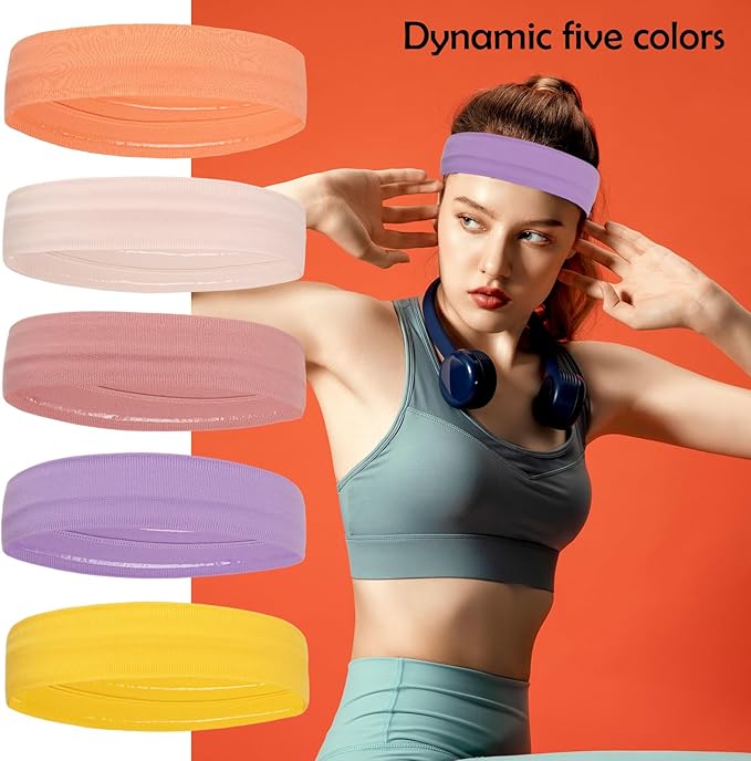 Workout Headbands Non Slip Headband Sport Headbands Sweatbands Elastic Sport Hair Bands for Sports Travel Indoor Fitness Gym