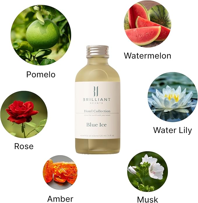 Diffuser Oil Refill, Inspired by Bellagio Hotel & Casino, Hotel Series Aroma Scents, Essential Oils Set for Home, Fragrance Oil for Candle Making, Home, 50 ML, Blue Ice