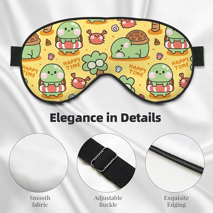 Sleep Eye Mask Cute Turtle Cartoon Marine Animal Sleep Mask for Women Men Comfortable Eye Mask with Adjustable Strap Soft Eye Cover Blindfold for Travel Yoga Nap Shift Work