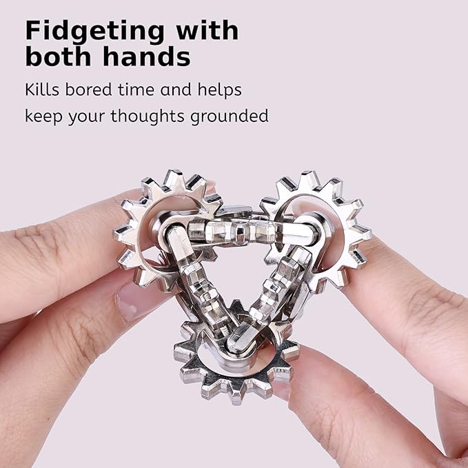 Infinity Gear Fidget Toy, Quiet Solid Metal Never Ending Fidget Toys, Keep Fingers/Hands Busy, Relieve Stress Anxiety, Unique Adults Fidget Toys for Office Home Gifts, Promotes Focus Avoid Bad Habits