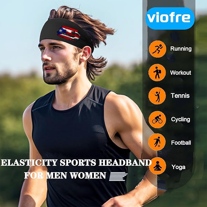 Headbands for Men Women Sweat Bands Headbands Men Sweatbands for Mens Women 3 Pack Cooling Head Bands Mens Elastic Headband Hairband for Running Yoga Gym Athletic Gifts