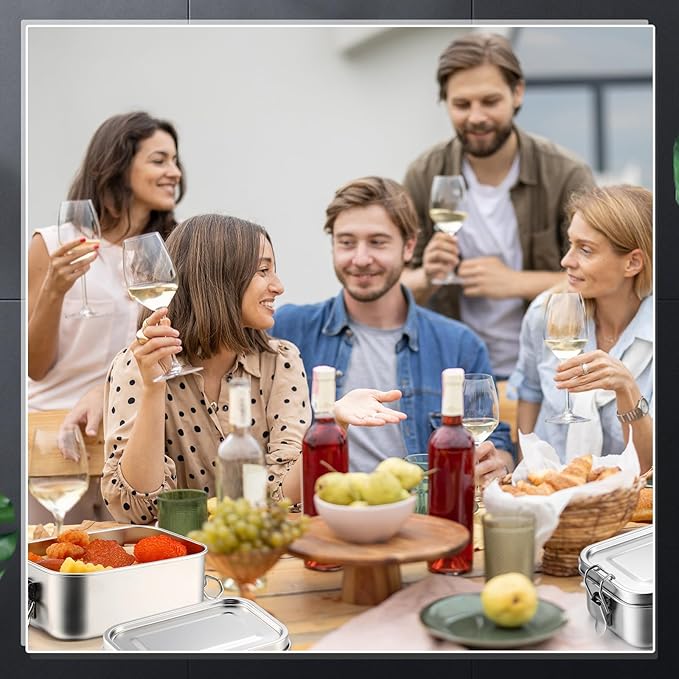 Umigy 1 Pcs Stainless Steel Food Containers Metal Bento Lunch Box Stainless Steel Food Storage Containers, Lockable Clips to Leak Proof, Reusable Dishwasher Snack Boxes for Work, Picnic (850ml)