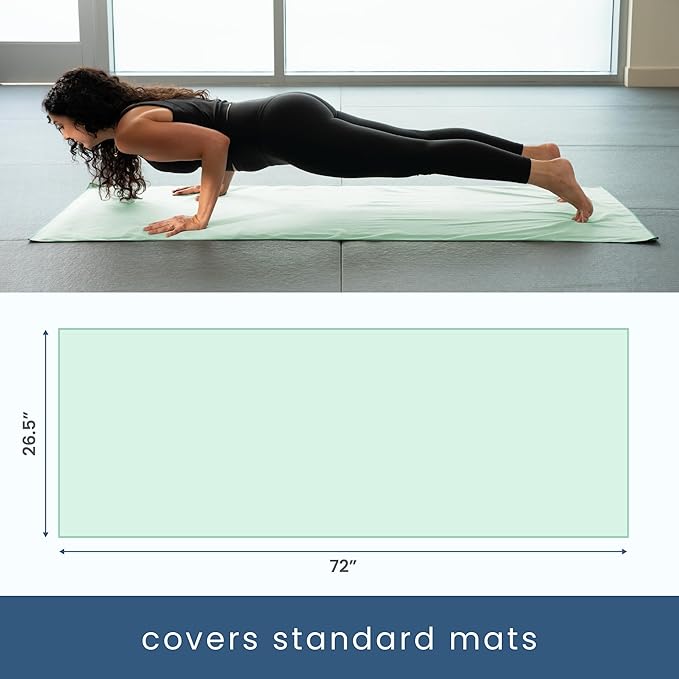 S&T INC. Microfiber Yoga Mat Towel, Quick Dry Towel, Soft and Absorbent for Gym, Pilates, and Hot Yoga Mat, 1 Pack, 26.5 inches x 72 inches, Sage Green