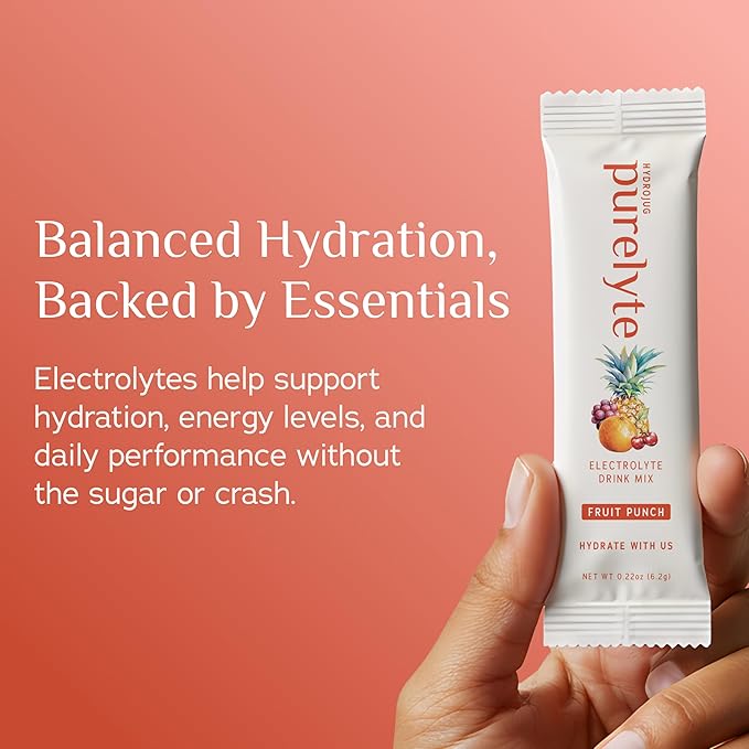 Electrolyte Drink Mix – Sugar-Free Hydration Powder Packets – Clean Electrolytes with Trace Minerals – Keto, Vegan, Gluten-Free – No Artificial Sweeteners – 30 Sticks – Fruit Punch