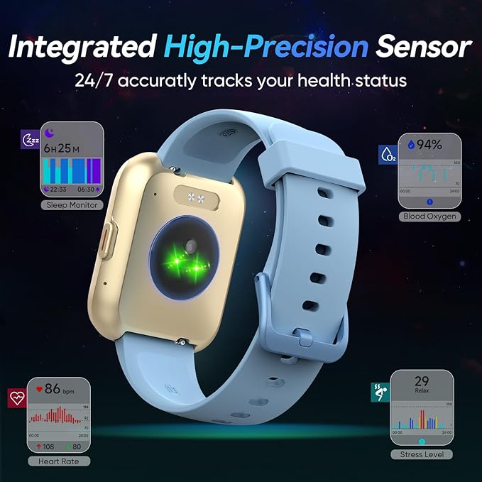 Fitpolo Smart Watches for Men/Women, 1.8'' Alexa Built-in Fitness Tracker Watch with Bluetooth Calls, IP68 Waterproof, Heart Rate/Sleep/SpO2/Stress Monitor, 110 Sport Modes for Android & iPhone