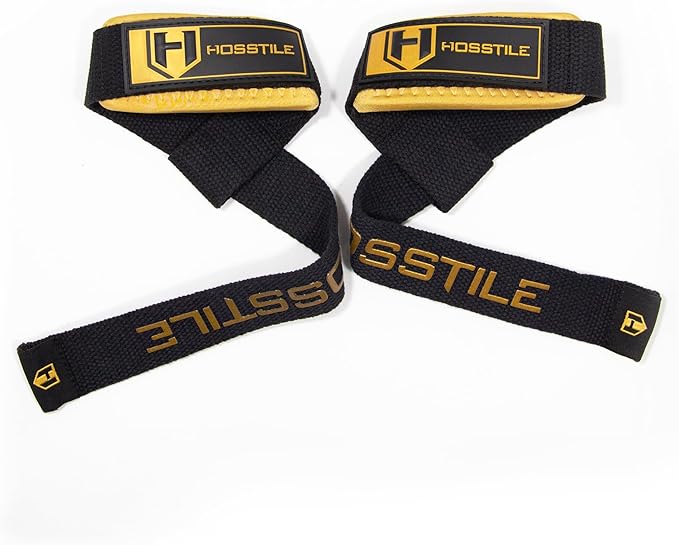 HOSSTILE Padded Lifting Wrist Straps (Pair) - Reinforced Neoprene Support for Powerlifting, Bodybuilding, Gym Workouts, Strength Training, Deadlifts & Fitness Workouts - Extra Long, Durable, Adjustable