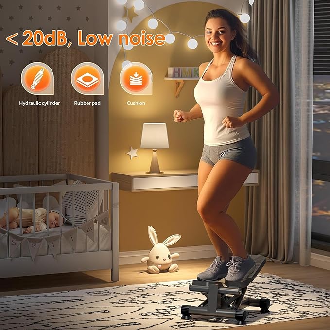 SogesHome Stair Stepper Machine with Resistance Bands, Mini Fitness Stepper for Cardio Workout with LCD Monitor, Low Impact Stepper for Legs, Butt & Thigh Toning, Home Gym Equipment