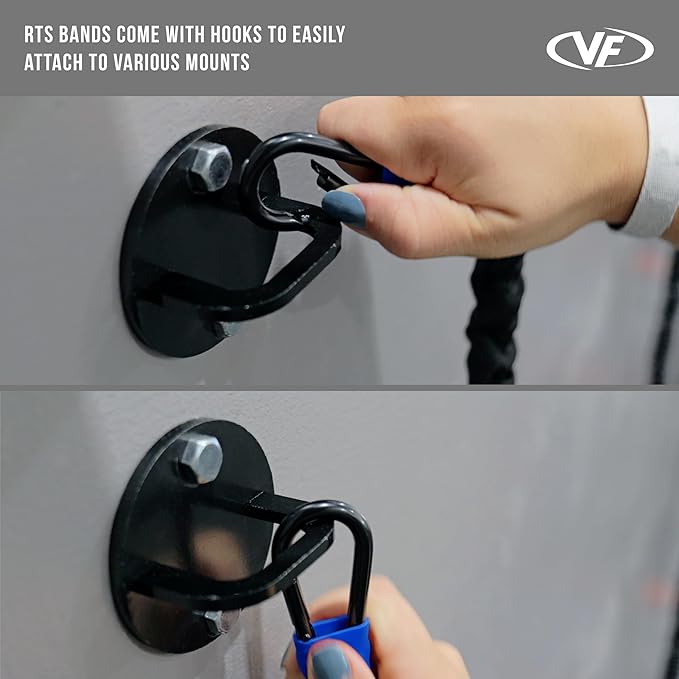 Valor Fitness Resistance Bands - 5lb to 25lbs - Carabiners Attached & 2 Bands per Weight Option with Handles– Sheath Covered - Strength Training New Compact 39" Design - Wall Door Rack Mount Options