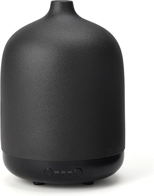 Ceramic Essential Oil Diffusers for Home, Decorative Bedroom Aromatherapy Scent Air Diffuser Ultrasonic Aroma Defusers 250ml with Timed-Black