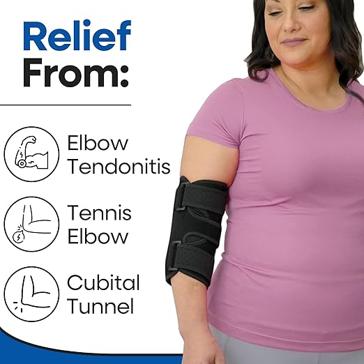 Elbow Splint Tendonitis l Tennis Elbow Brace | Cubital Tunnel Brace Support for Sleeping | Arm Support & Compression Sleeve Immobilizer for Ulnar Nerve Pain Relief | Women & Men (SMALL)
