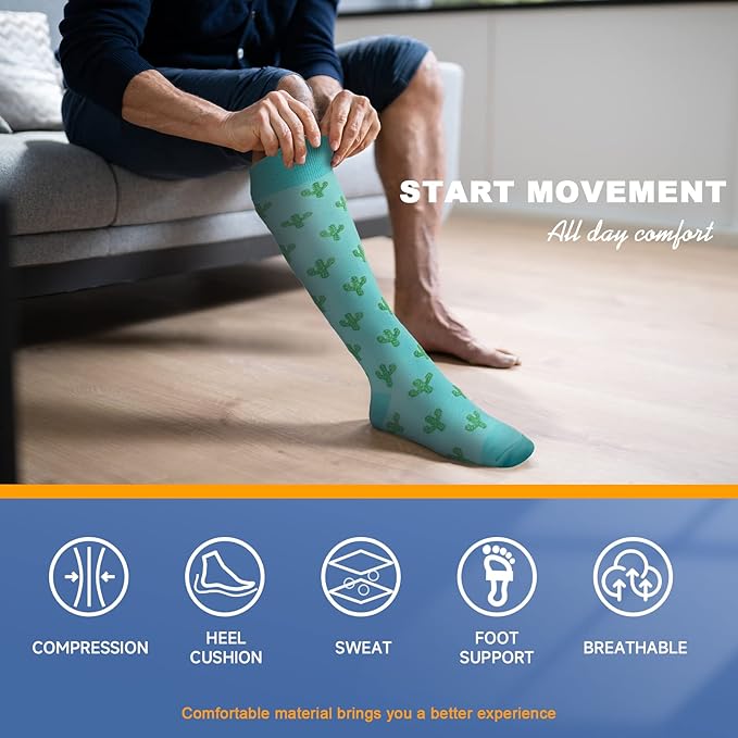 bropite Halloween Compression Socks for Women & Men-Pumpkin Ghost 6 Pairs 20-30mmhg Support Running Nurse Travel