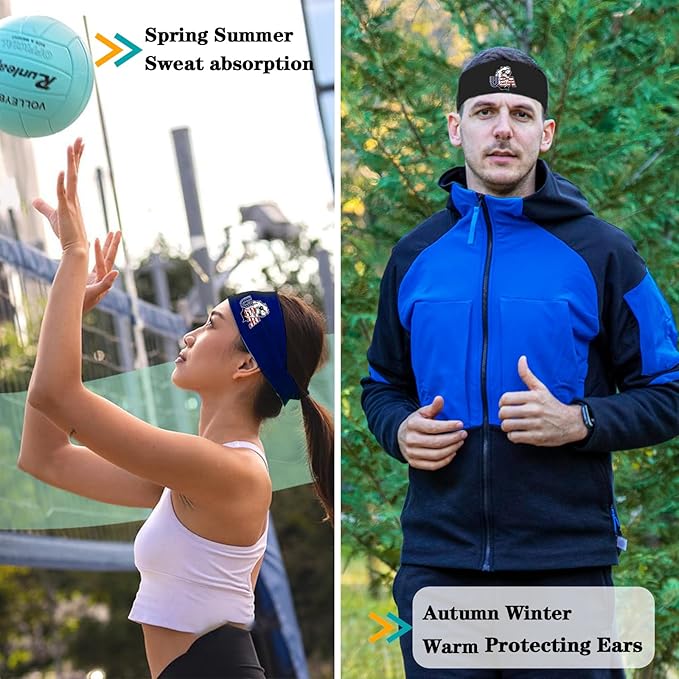 3pcs Sports Sweat Bands Headbands for Men Sweatbands Skull Workout Cooling Headbands for Men Women Running Headband Hairband Elastic Men's Head Sweat Band for Football