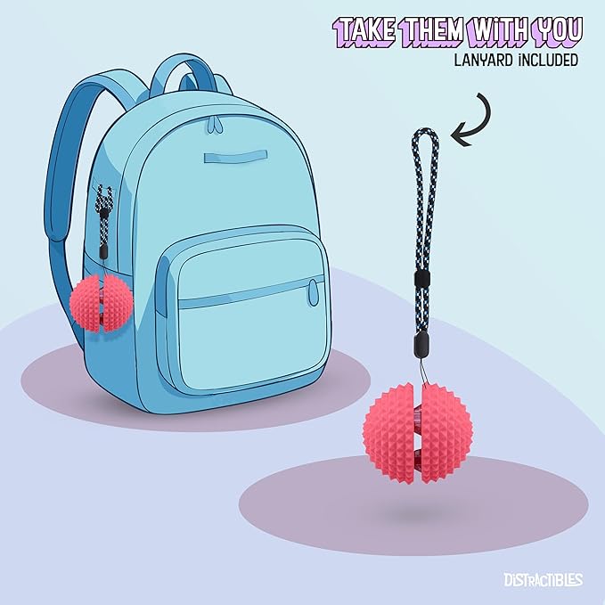 Round Spiked Sensory Fidget Clicker, Tactile Stimming Device with Mechanical Clicky Switches, Lanyard Attachment, Ideal for Pain Stim, ADHD, Autism & Stress Relief (Pink, Large)