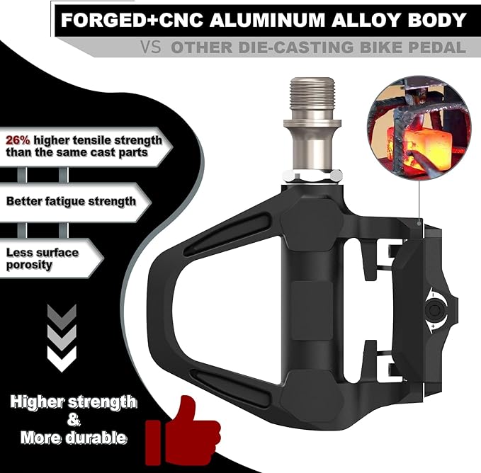 BUCKLOS SPD-SL Pedals PD-R8000 Road Bike Pedals - Bicycle Clipless Titanium Sealed Bearing Nylon/Aluminium Ultegra Clip Pedals Compitable with Shimano SPD-SL Cleats for Indoor Cycling (9/16")