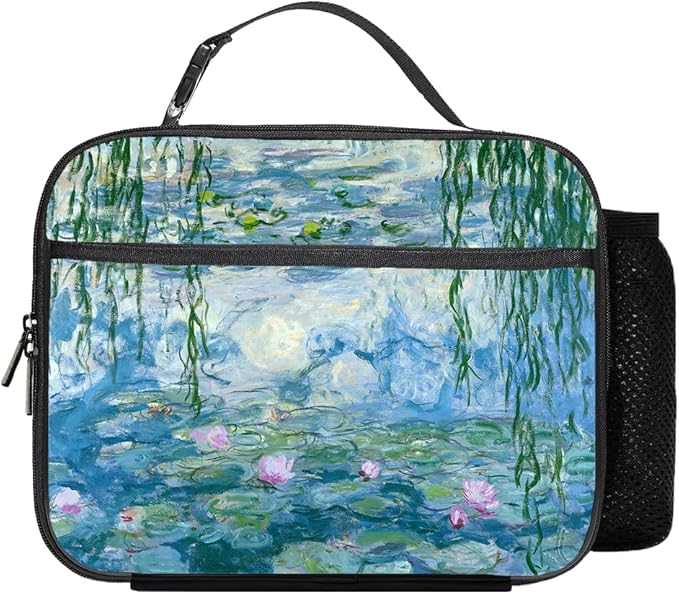 Claude Monet Lunch Bag Reusable Insulated Waterlily Lunch Box Keep Food Cooler Thermal Lunch Tote for Women Men