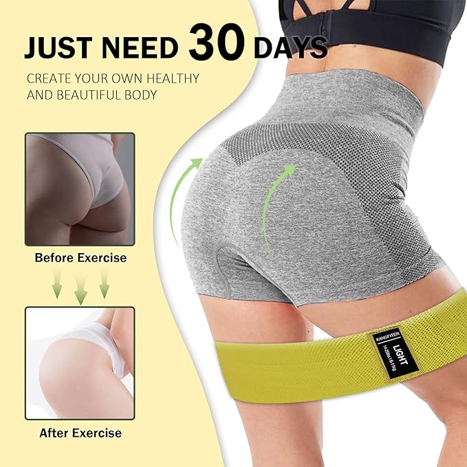 Non-Slip Fabric Resistance Bands for Working Out, Loop Exercise Bands for Booty Leg, Butt, Glute, Stretch Workout Bands for Women & Men, Hip Elastic Bands for Home Gym Fitness, Yoga, Pilates