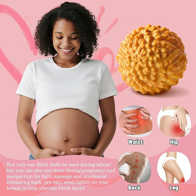 Birth Comb Acupressure Massage Ball Set - Wooden Labor Comb Natural Labor and Delivery Essentials, Mom to Be Gift, New Mom Gifts for Labor Pain Relief