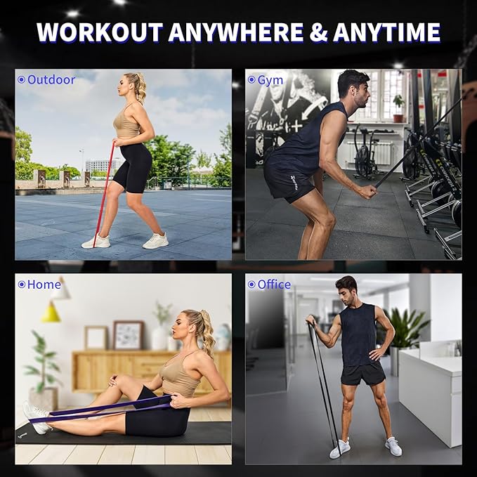 Pull Up Assistance Bands Set 5 LBS - 230 LBS, Long Resistance Bands for Pull Ups Working Out, Gym Workout Bands for Men Exercise Muscle Training and Shape Body - Carry Bag Included