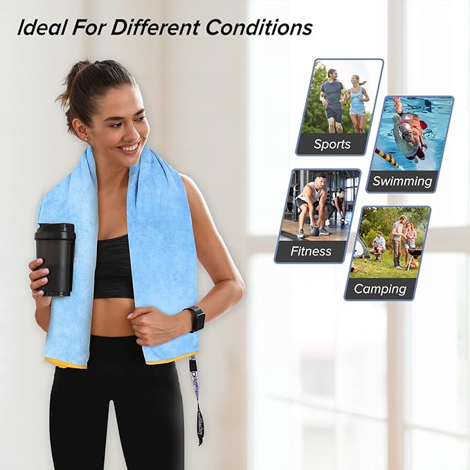 Dofilachy 6 Pack Camping Towel - Quick Dry Towel - Microfiber Travel Sports Towels - Super Absorbent Swim Towel (6, Blue)